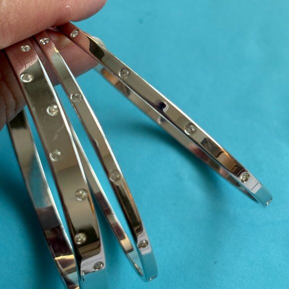 Swarovski Rhodium Crystal Bangle Bracelets - Picture 6 of 6